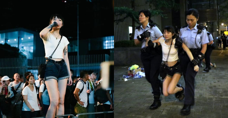 被警察架走也萌萌的！甜美港妹Ka Yau Ho走上街頭　被封「反送中女神」！