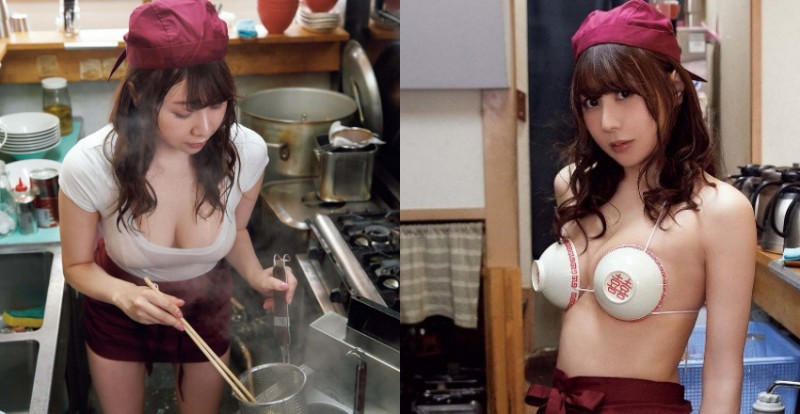 真．碗公奶！拉麵店員「爆乳甩麵」　奶大到碗都快罩不住！