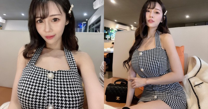 巨乳甜心「安希」家庭日也很兇！氣質小洋裝藏不住「雄偉F奶」，前凸後翹好搶眼！