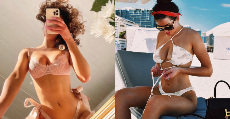 奶大喬一下！性感辣模低頭調整比基尼綁帶　攝影師隨手一拍網友大讚