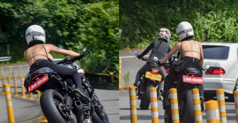 美背重機騎士超巨側乳炸出　這會讓用路人無法專心吧？