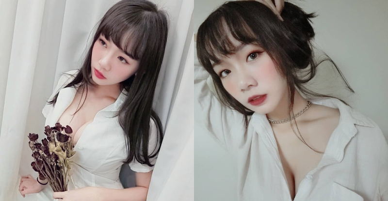 人比花嬌！性感少女「Rina」白襯衫偷倒彈嫩山峰，F級兇猛的強大火力燒遍雄性圈！