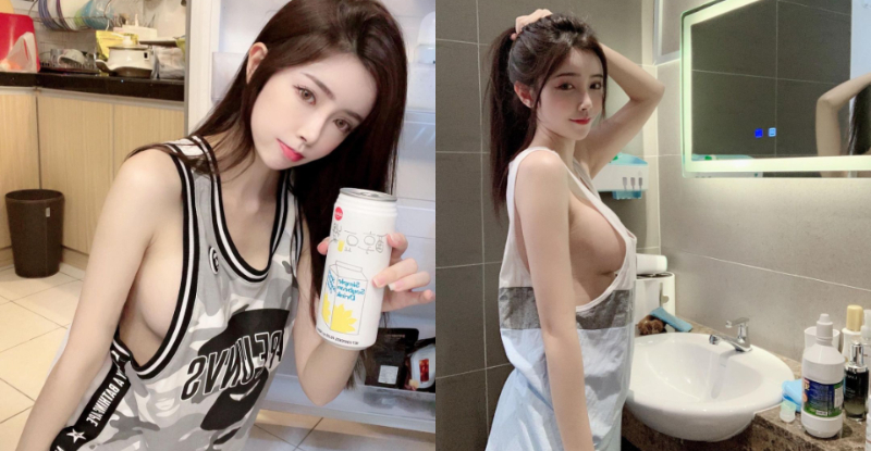 「火辣正妹」在家解放長輩，「無罩開大燈」側溢乳線太銷魂