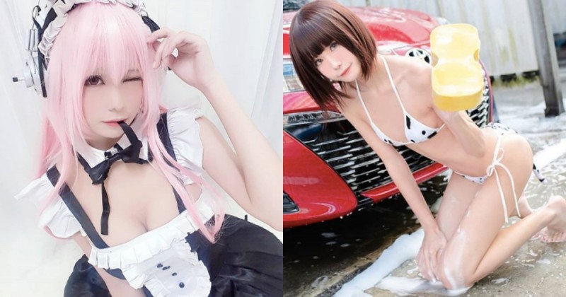 小奶也能很性感！甜美coser大膽穿衣秀「小蠻腰」，比基尼洗車好亮眼！