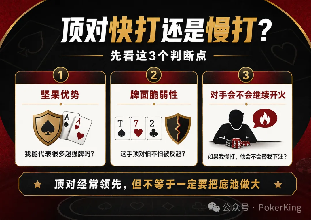 【EV扑克】别一拿顶对就加注:这5种情况,慢打反而赢得更多